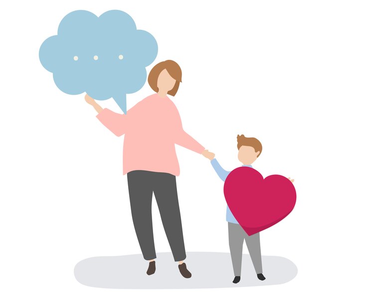 मुफ़्त वेक्टर family with speech bubble and heart