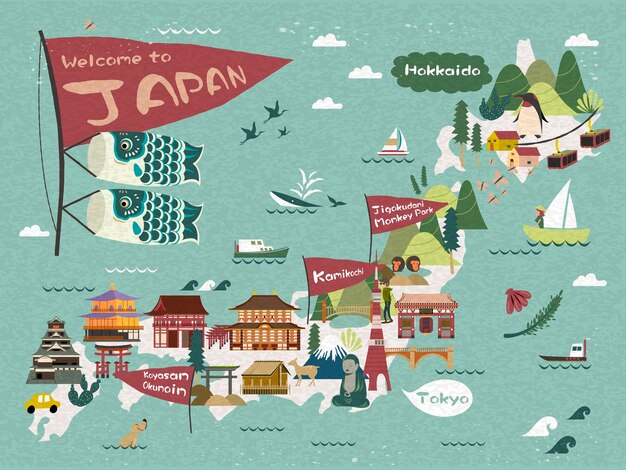 おしゃれな日本地図 無料のベクター