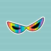 Free vector fancy rainbow mask sticker on green background vector