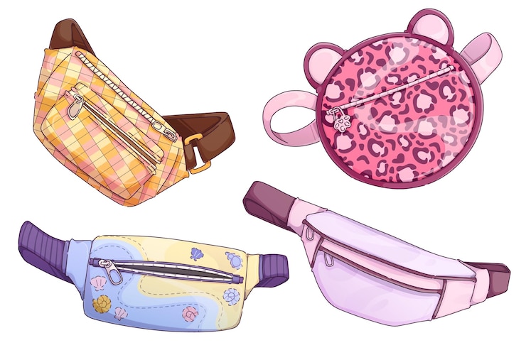 Free Vector fanny pack collection with various designs