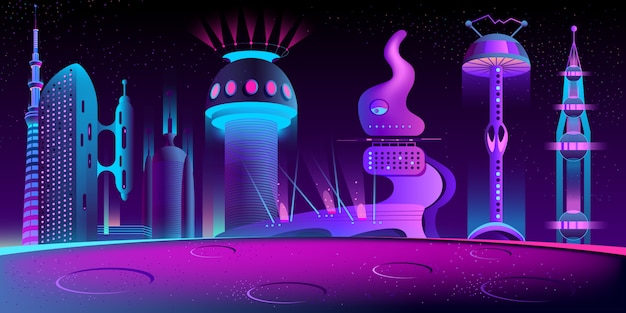 Бесплатное векторное изображение Фантастический город пришельцев