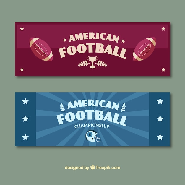 Vettore gratuito fantastiche le bandiere di football americano in design piatto