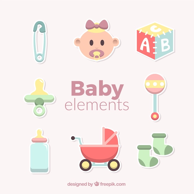 Fantastic baby elements in flat design