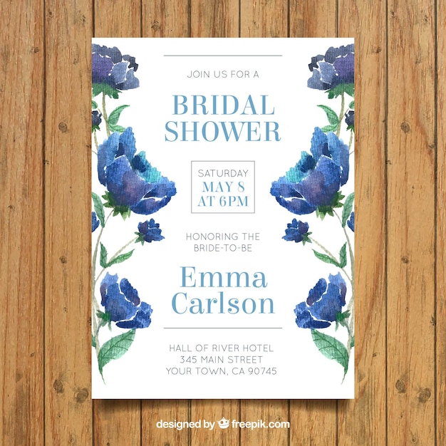 Free vector fantastic bachelorette invitation with watercolor flowers