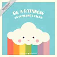 Free vector fantastic background of cloud with rainbow