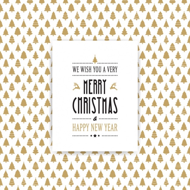 Free vector fantastic background of golden christmas trees