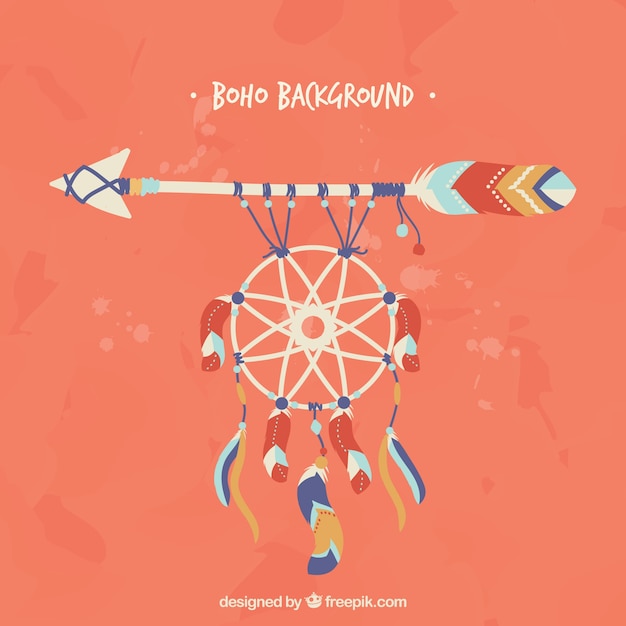 Free vector fantastic background with arrow and dreamcatcher