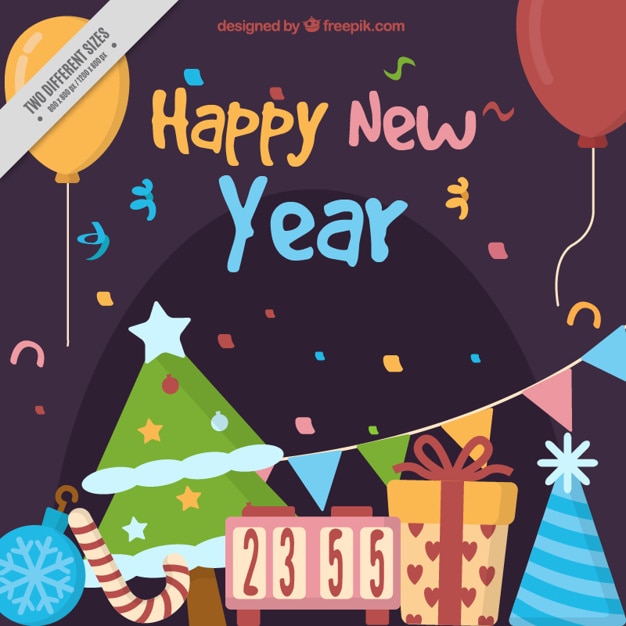 Fantastic background with colorful decoration for new year