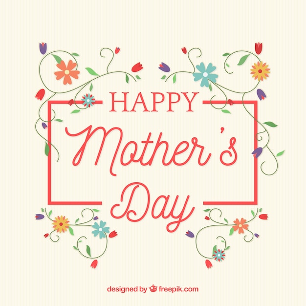 Fantastic background with flat floral decoration for mother's day