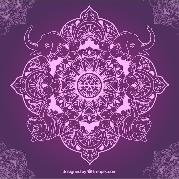 Fantastic background with mandala in purple tones