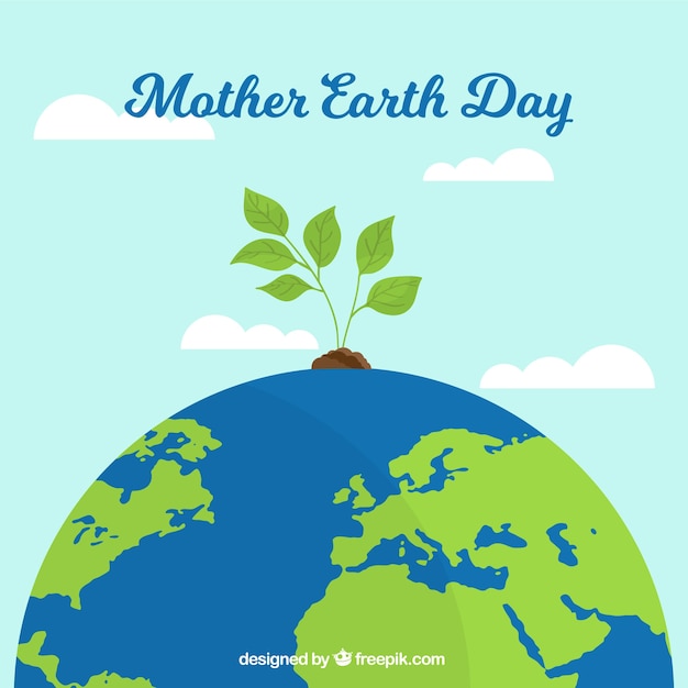 Free vector fantastic background with plant growing for mother earth day