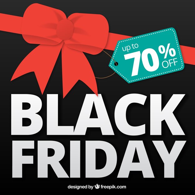 Fantastic black friday background with a red bow