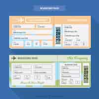 Free vector fantastic boarding pass template with different colors