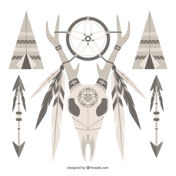 Free Vector fantastic boho elements in gray tones