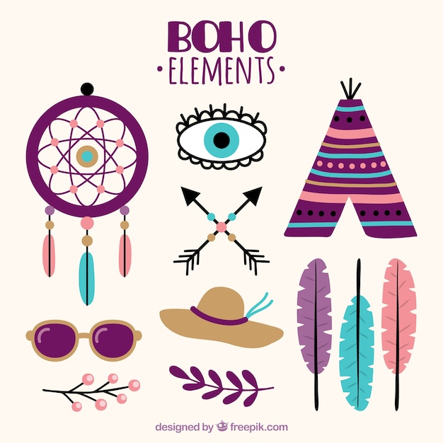 평면 디자인의 환상적인 boho 요소