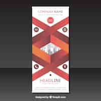 Free vector fantastic business roll up with geometric shapes in red tones