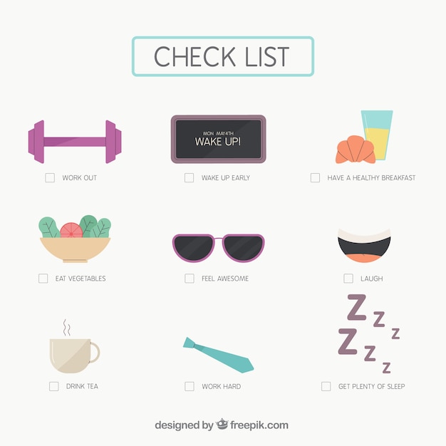 Fantastic checklist with decorative objects