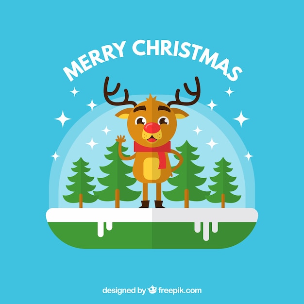 Free vector fantastic christmas background with flat deer