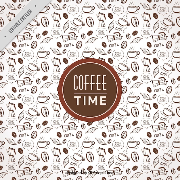 Fantastic coffee pattern with decorative items