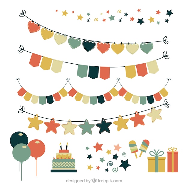 Free vector fantastic collection of birthday objects