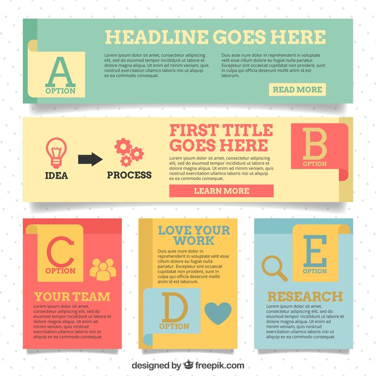 मुफ़्त वेक्टर fantastic collection of colored infographic banners