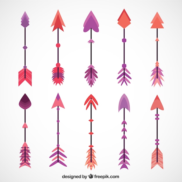 Vettore gratuito fantastica collezione di frecce colorate tribali