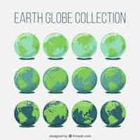 Vettore gratuito fantastica collezione di globi di terra in design piatto