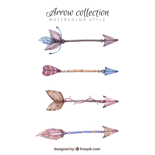 Fantastic collection of four watercolor arrows