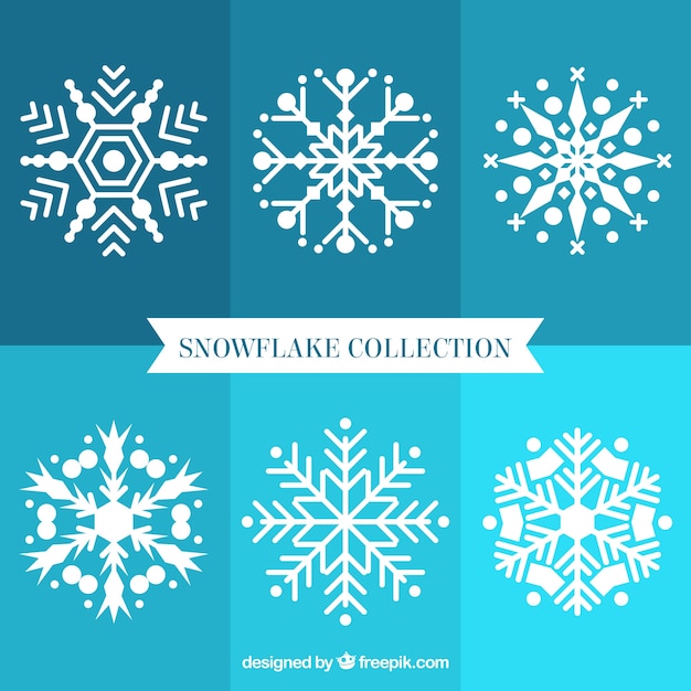 Free vector fantastic collection of white snowflakes