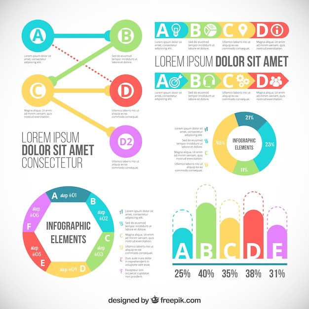 Free vector fantastic colored elements ready for infographics