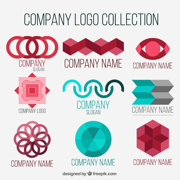 無料ベクター 幾何学的形状と素晴らしい会社ロゴ