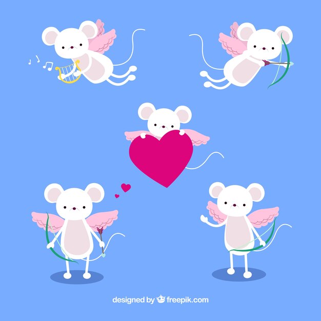 Free vector fantastic cupid character with pink wings