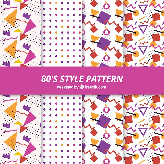 Fantastic decorative patterns in 80s style