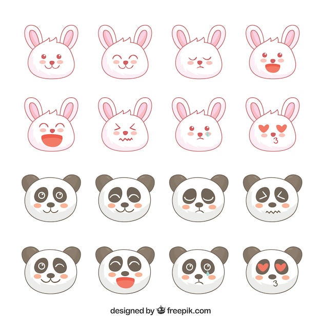 Фантастические Emojis кролика и панда