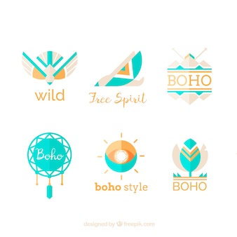 Fantastic ethnic logos with blue elements