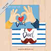 Free vector fantastic father's day cards in watercolor style