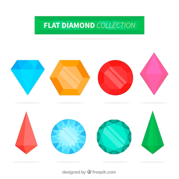 Fantastic gemstones in flat design