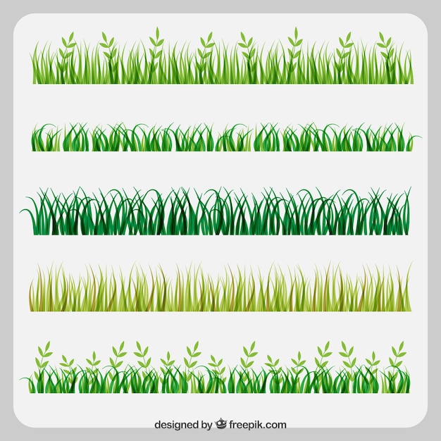 Free vector fantastic grass borders in flat design