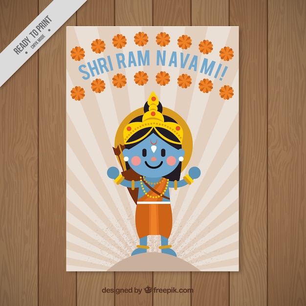 Free vector fantastic greeting card with rama and floral decoration