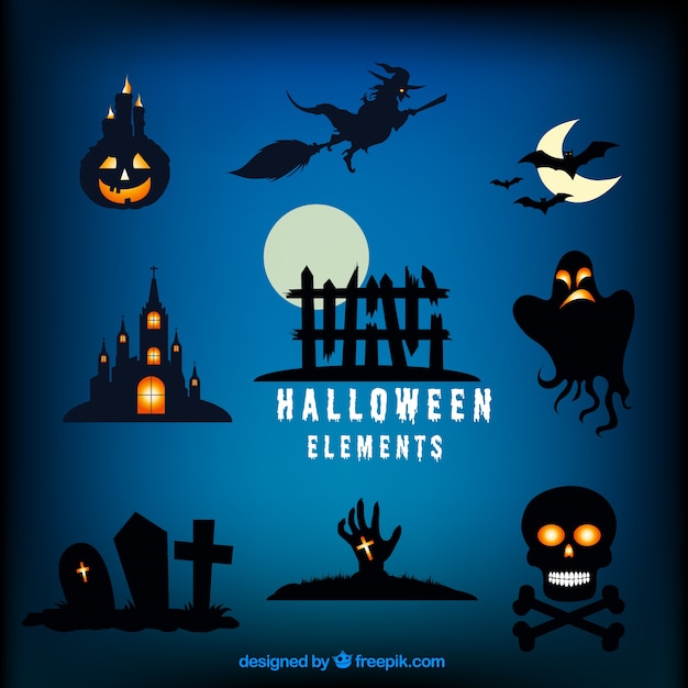 Фантастические элементы Хэллоуин с блестящими деталями