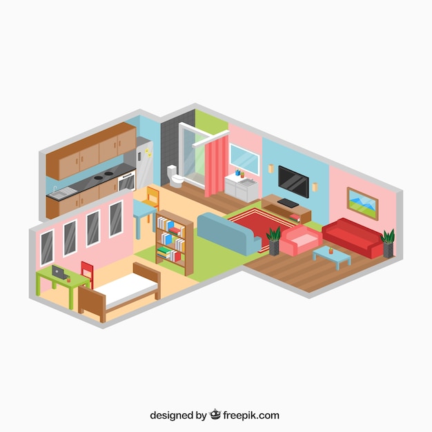 Free vector fantastic house in isometric design