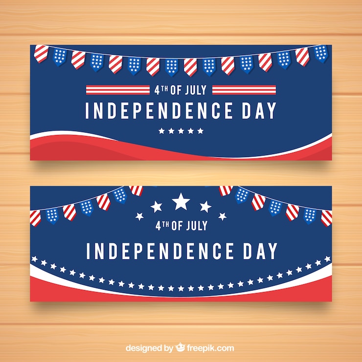 Free Vector fantastic independence day banners with decorative garlands