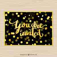 Free vector fantastic invitation with golden confetti