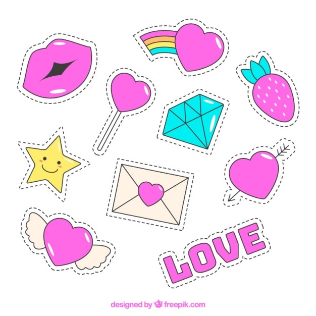 Free vector fantastic love stickers collection