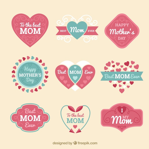 Free vector fantastic mother's day labels in flat design