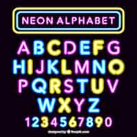 Free vector fantastic neon alphabet