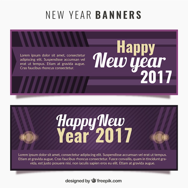 Free vector fantastic new year banners with geometric backgrounds