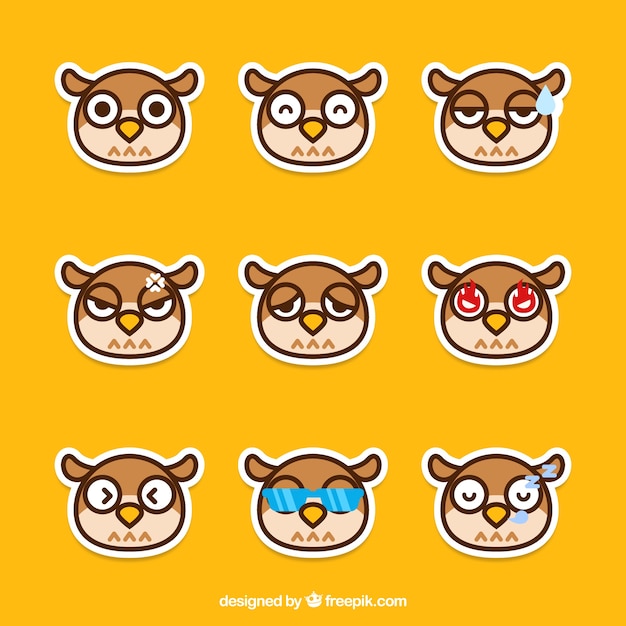 Free vector fantastic owl sticker set