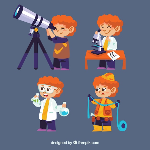 Free vector fantastic pack of cute kid learning