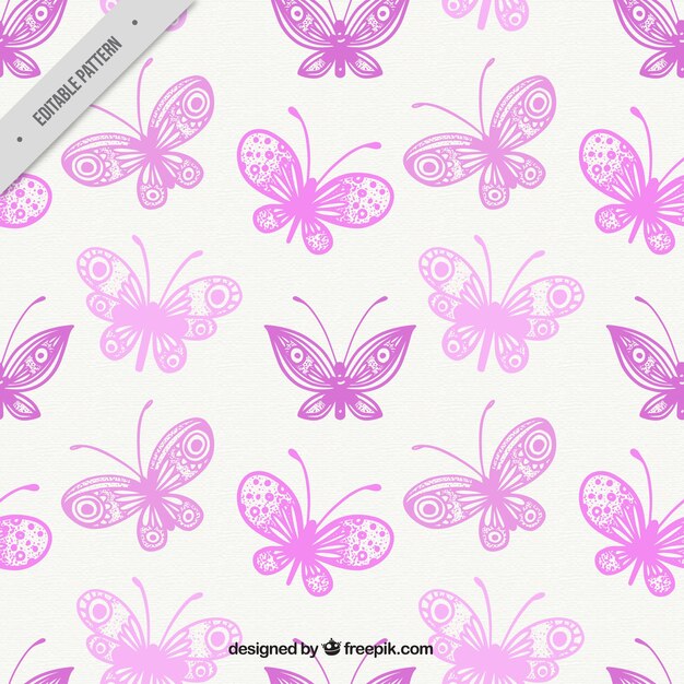 Fantastic pattern of purple butterflies